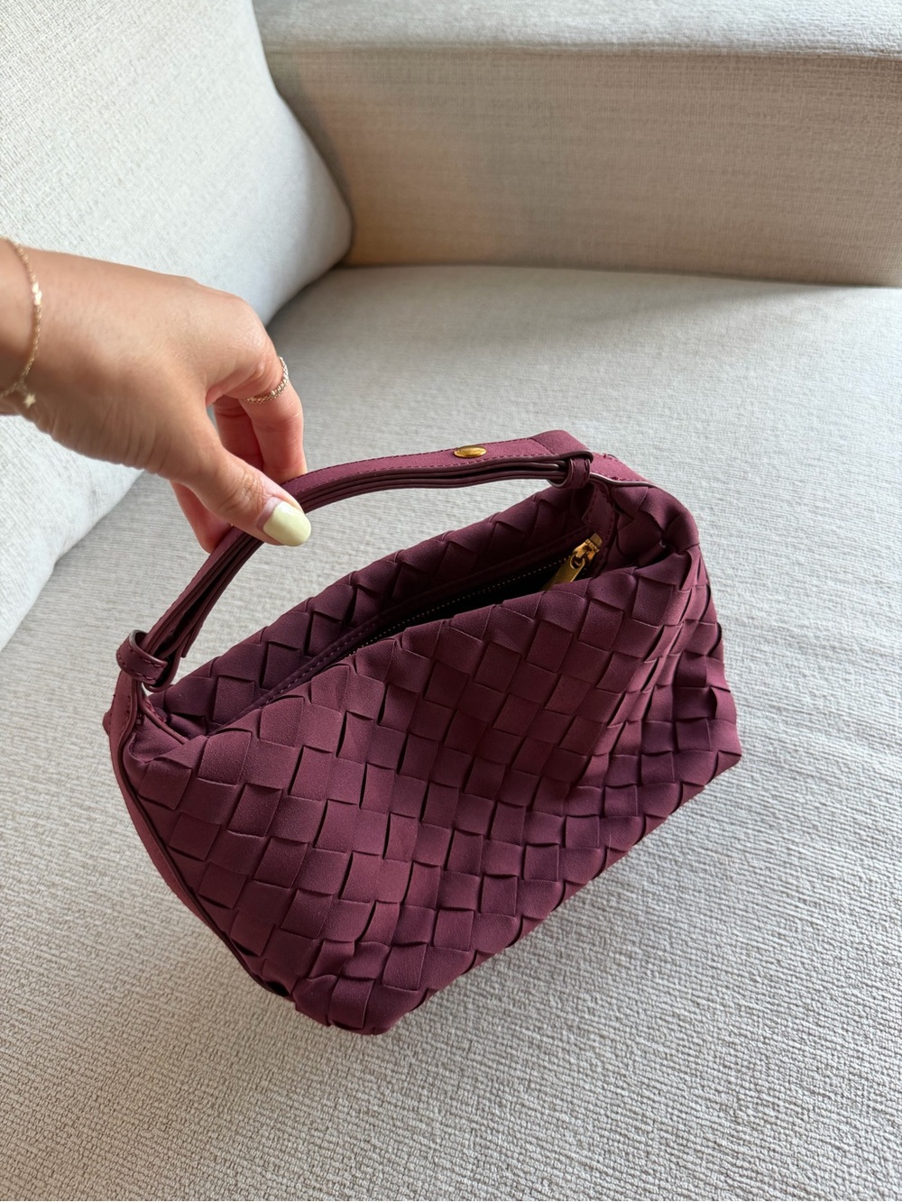 Woven Mini Hobo Bag in Deep Plum